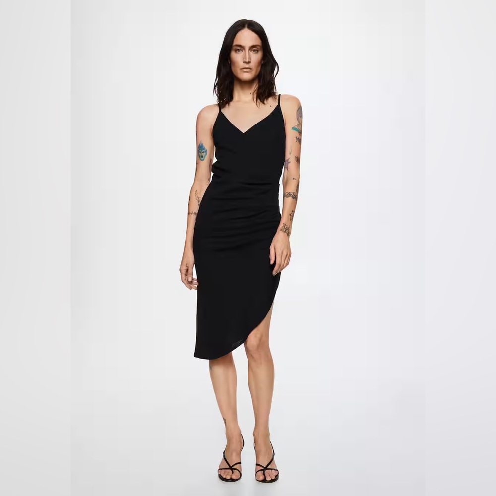 BRAND NEW MANGO Ruched detail dress